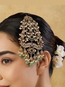 Indinoor - Green Zooli Kundan Polki Passa