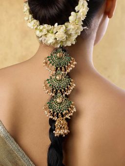 Indinoor - Green Daevikam Temple Hair Brooch