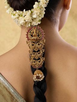 Indinoor - Pink Kathaki Temple Hair Brooch