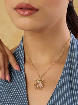 Indinoor - White Beetle Everyday Pendant Necklace