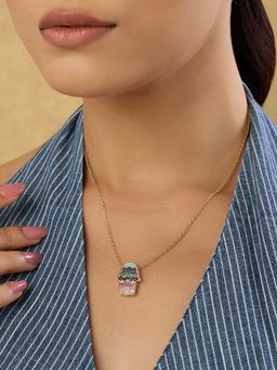 Indinoor - Multi-Color Hamsa Everyday Pendant Necklace