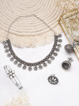 Teejh - by Joker and Witch Aashritha Silver Oxidised Jewelry Gift Set