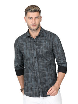 CP BRO - Mens Cotton Printed Slim Fit Polo Neck Black Color Shirt