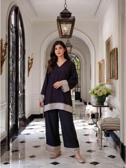 Label Shaurya Sanadhya - Black Silk Kurta with Pants