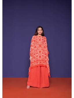 RCKC Aurum - Women Rouge Bloom Orange Kaftan With Palazzo