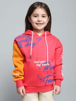 Monte Carlo - Girls Printed Hooded Neck Cotton Blend Hoodie