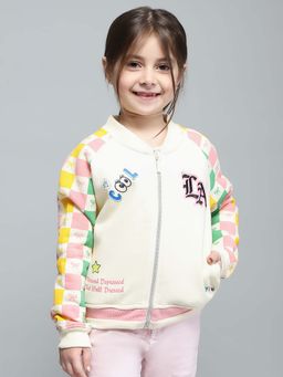 Monte Carlo - Girls Printed Band Neck Cotton Blend Bomber Jacket