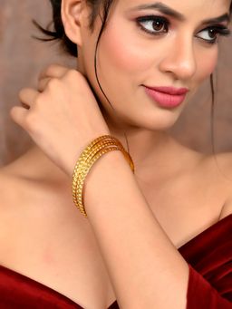 Silvermerc Designs - Gold Plated Casual Handcrafted Bangles (Set of 4)