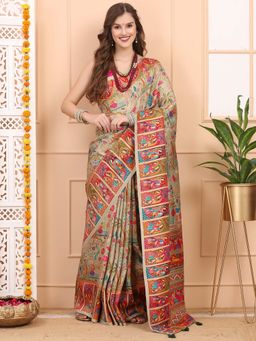 Dress & Dazzle - Pashmina Silk Saree with Unstitched Blouse