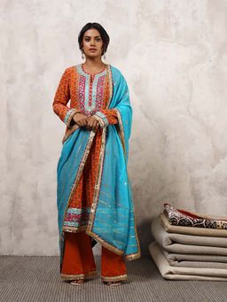 Shetab Kazmi - Zarqa Floral Embroidered Anarkali with Palazzo & Dupatta