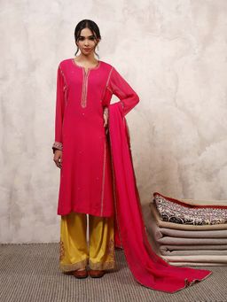 Shetab Kazmi - Zehra Embroidered Kurta with Palazzo & Dupatta