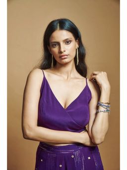 Style Junkiie - Purple Wrap Crop Top