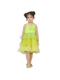 Tic Tac Toe Kids - Girls Yellow-green Lily Bow Dress