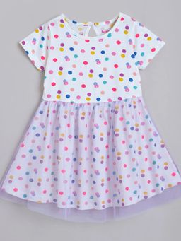 Hopscotch - White Polka Dots Cotton Regular Dress