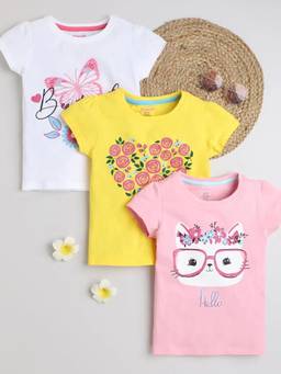 Hopscotch - Multi-Color Printed Cotton Regular T-Shirts