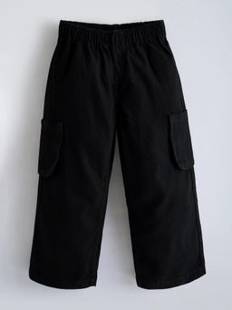 Hopscotch - Black Textured Cotton Regular Jeans