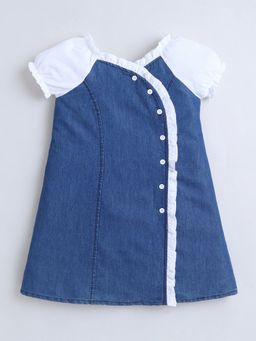Hopscotch - Blue Solid Polyester Blend Regular Dress
