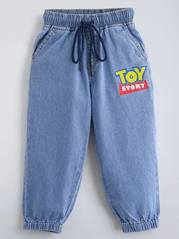 Hopscotch - Blue Printed Cotton Regular Jeans