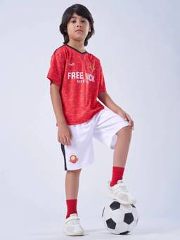 Hopscotch - Red Printed Polyester Regular T-Shirt and Shorts