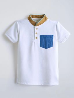Hopscotch - White Solid Polyester Regular T-Shirt