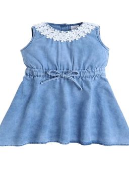 Hopscotch - Blue Solid Polyester Blend Regular Dress