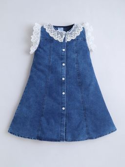 Hopscotch - Blue Solid Polyester Blend Regular Dress