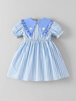 Hopscotch - Blue Stripes Polyester Regular Dress