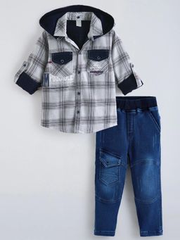 Hopscotch - White Checks Cotton Regular Shirt and Jeans