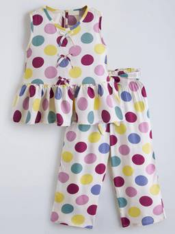 Hopscotch - Multi-Color Polka Dots Rayon Regular Top and Pant