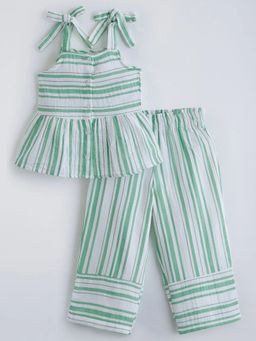 Hopscotch - White Stripes Cotton Regular Top and Pant