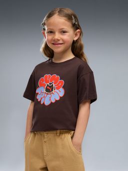 Puma - Brown Printed Cotton Relaxed T-Shirt