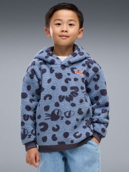 Puma - Blue Printed Polyester Relaxed Hoodie