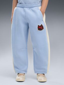 Puma - Blue Colorblock Cotton Relaxed Trouser