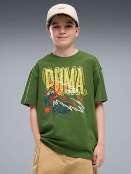 Puma - Green Printed Cotton Relaxed T-Shirt