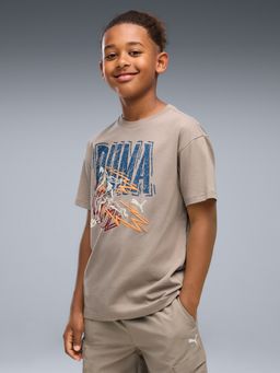 Puma - Beige Printed Cotton Relaxed T-Shirt