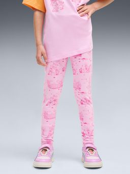 Puma - Pink Printed Cotton Slim Tights