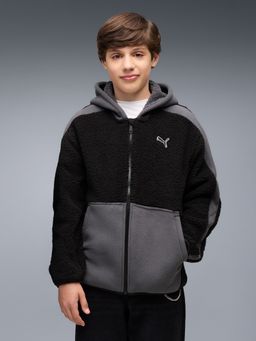 Puma - Black Colorblock Polyester Relaxed Jacket