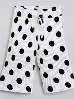 Hopscotch - White Polka Dots Polyester Regular Pant