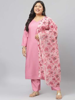 Stylum - Womens Solid Rayon Straight Kurta Pant Dupatta Set (set Of 3)