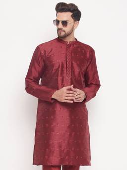 Vastramay - VM Mens Maroon Silk Blend Kurta
