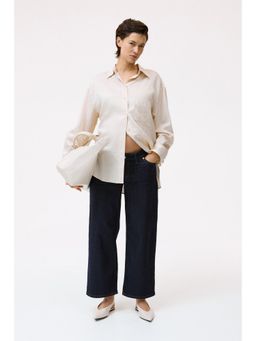 H&M - Women Blue Mama Wide Low Waist Ankle Jeans