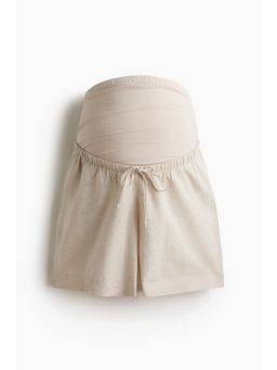 H&M - Women Beige Mama Linen-Blend Shorts