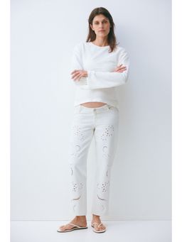 H&M - Women White Mama Straight Ankle Jeans