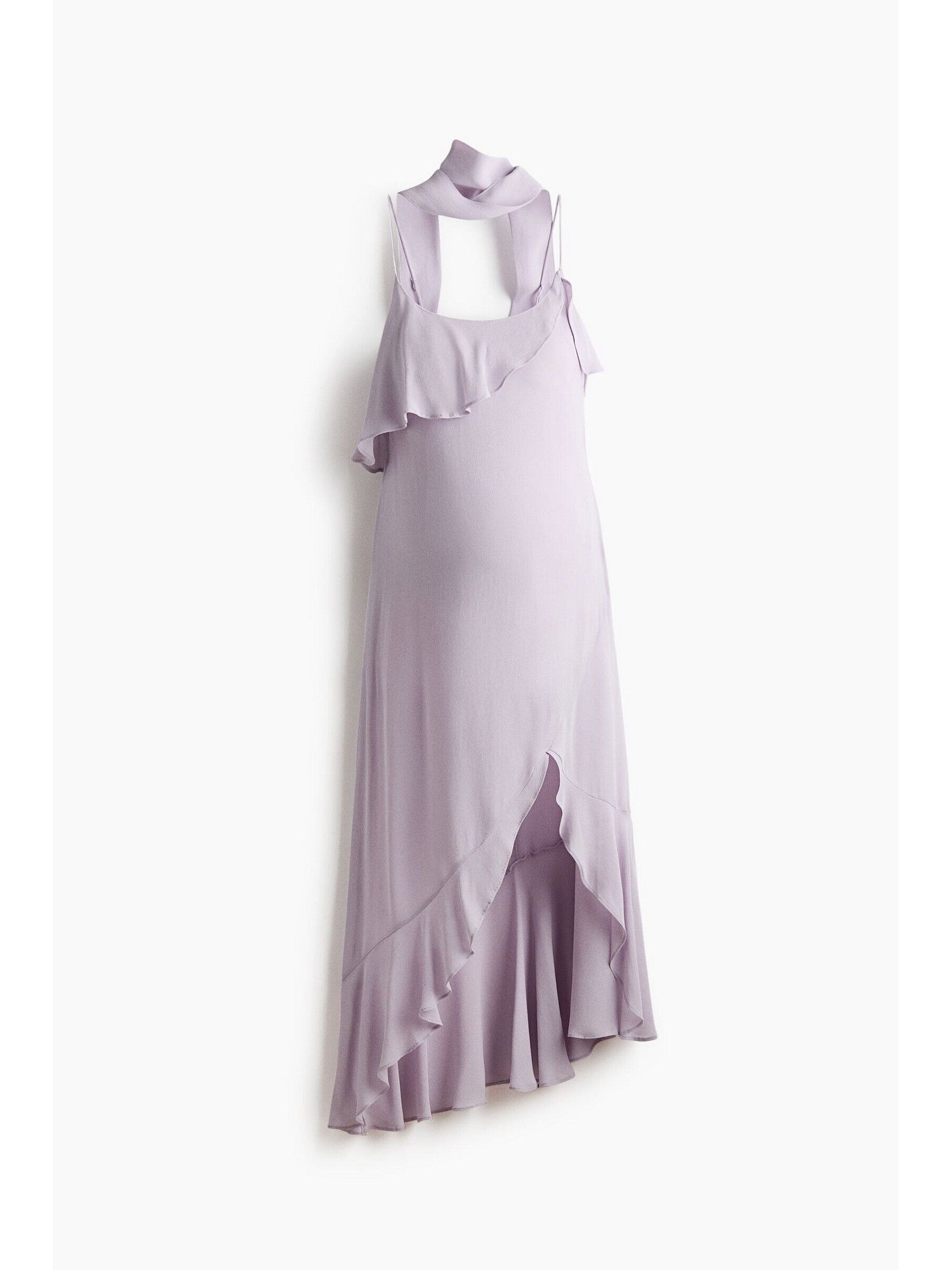 h&m Women Purple Mama Flounced Chiffon Dress With Scarf-picture-36