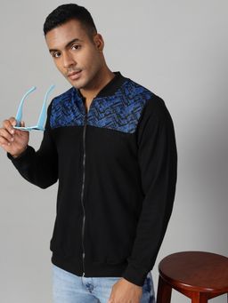 RIGO - Men Blue Jacquard Bomber Jacket