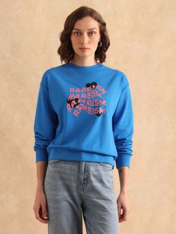 RAREISM - Primary Blue Graphic Print Regular Sweatshirt