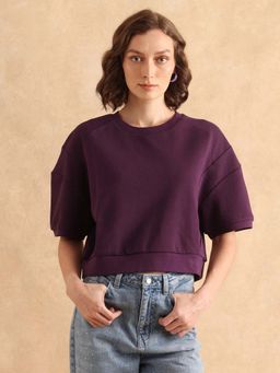 RAREISM - Ganges Primary Wine Relaxed Crop Sweatshirt