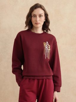 RAREISM - Geldia Primary Maroon Graphic Print Relaxed Sweatshirt