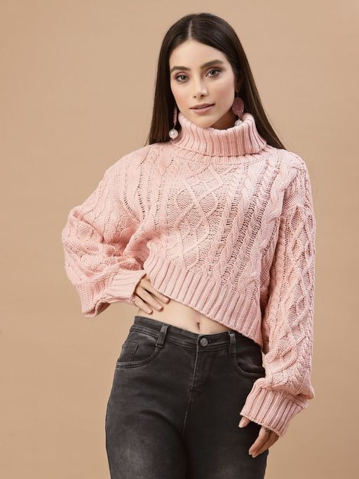 Pink Turtleneck Sweaters Peach Turtleneck Mafadeny Women Self