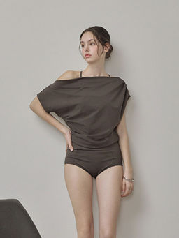 Addery - Dark Olive High-Waisted Bikini Bra With Top & Panty